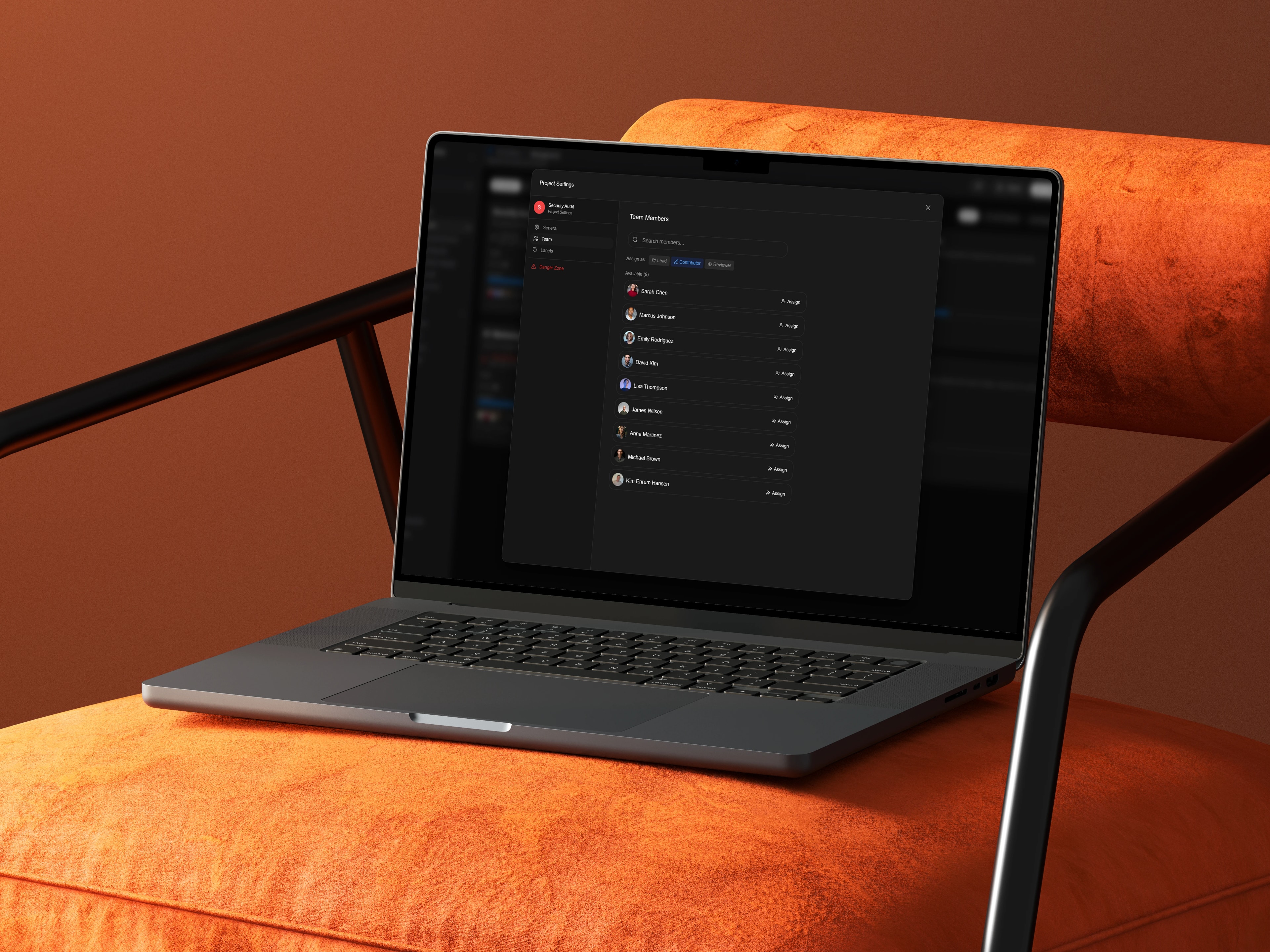 EnrumFlow team members interface on MacBook